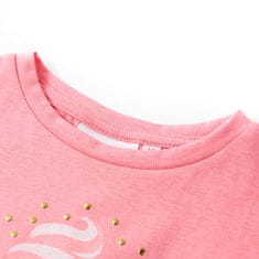 Vidaxl Otroška majica s kratkimi rokavi fluorescentno roza 128
