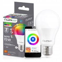 LUMILED Pametna LED žarnica E27 A70 15W = 100W 1500lm RGB CCT + bela WIFI TUYA SMART