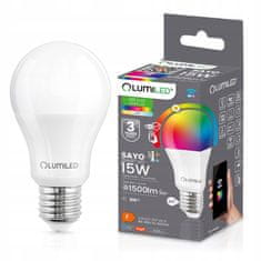 LUMILED Pametna LED žarnica E27 A70 15W = 100W 1500lm RGB CCT + bela WIFI TUYA SMART