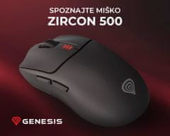 Genesis Zircon 500 brezžična miška, 10.000DPI, Bluetooth/2.4GHz/USB Type-C, črna