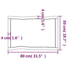 Vidaxl Mizna plošča 80x50x(2-6) cm neobdelana hrastovina naraven rob