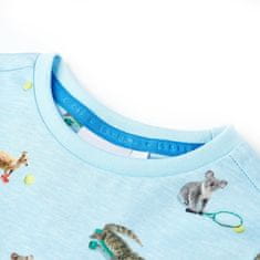 Vidaxl Otroška majica s kratkimi rokavi svetlo modra melange 118