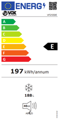 VOX electronics VF2550E zamrzovalna omara, 188, bela