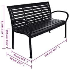 Vidaxl Vrtna klop črna 116 cm jeklo in WPC