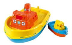 Androni Ladja s sireno in majhnim čolnom - dolžina 39 cm, rumena paluba