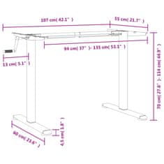 Vidaxl Okvir za stoječo mizo črn (94-135)x60x(70-114) cm jeklo