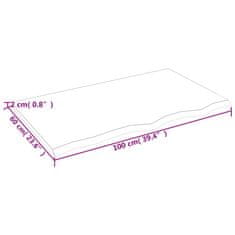 Vidaxl Stenska polica temno rjava 100x60x2 cm trdna hrastovina