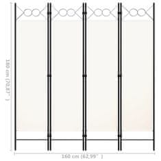 Vidaxl vidadXL Paravan 4-delni bel 160x180 cm