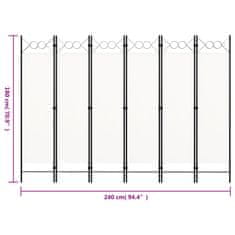 Vidaxl Paravan 6-delni bel 240x180 cm