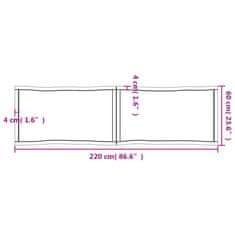 Vidaxl Mizna plošča sv. rjava 220x60x(2-6)cm obdelana trdna hrastovina