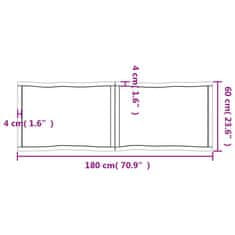 Vidaxl Mizna plošča te. rjava 180x60x(2-4)cm obdelana trdna hrastovina