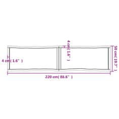 Vidaxl Mizna plošča sv. rjava 220x50x(2-4)cm obdelana trdna hrastovina