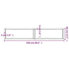 Vidaxl Mizna plošča 220x40x(2-4) cm neobdelana hrastovina naraven rob