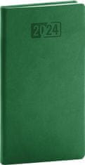 Dnevnik 2024: Aprint - zelen, žepek, 9 × 15,5 cm