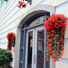 Netscroll 1+1 umetne cvetlične viseče rože, umetno viseče cvetje z naravnim izgledom za zunanjo ali notranjo uporabo, za teraso, vrt, balkon, poroke, zabave, hodnik, 80cm, rdeče barve, 2 kosa, HangingFlowers