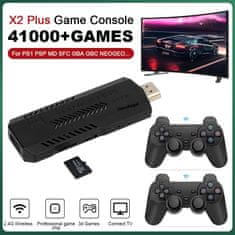 Smart Plus X2 Plus Retro igralna konzola 3D TV Game Stick 2.4G brezžični kontroler HD-Out 40000 iger za PSP/N64/PS1