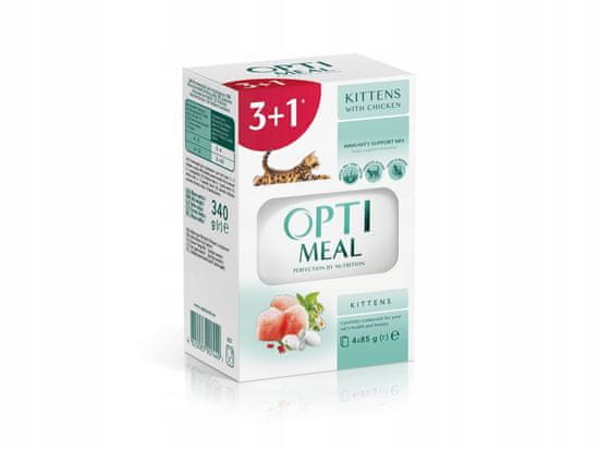 OptiMeal  mokra hrana za mačke s piščancem 3+1 brezplačno