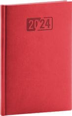 Dnevnik 2024: Aprint - rdeč, tedenski, 15 × 21 cm