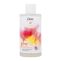 Dove Bath Therapy Glow Bath & Shower Gel gel za prhanje in pena za kopel z vonjem rdeče pomaranče in rabarbare 400 ml za ženske