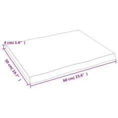 Vidaxl Mizna plošča sv. rjava 60x50x(2-4) cm obdelana trdna hrastovina