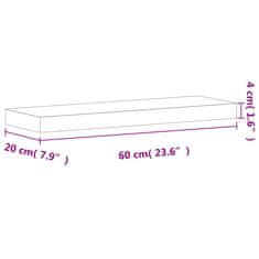 Vidaxl Stenska polica 60x20x4 cm trdna bukovina