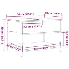 Vidaxl Klubska mizica dimljeni hrast 70x50x50 cm inž. les in kovina