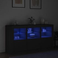 Vidaxl Komoda z LED lučkami črna 123x37x67 cm