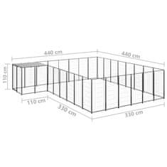 Vidaxl Pasji boks črn 15,73 m² jeklo