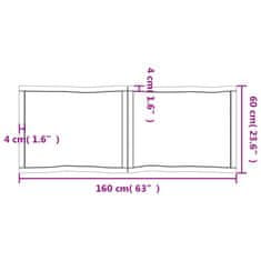 Vidaxl Mizna plošča 160x60x(2-6) cm neobdelana hrastovina naraven rob