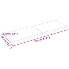 Vidaxl Mizna plošča sv. rjava 180x60x(2-6)cm obdelana trdna hrastovina