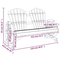 Vidaxl Vrtni stol Adirondack za 2 osebi trden les jelke