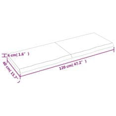 Vidaxl Stenska polica svetlo rjava 120x40x(2-4) cm trdna hrastovina