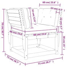 Greatstore Vrtni kavč z naslonjali in blazinami impregnirana borovina
