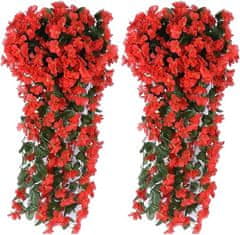 Netscroll 2+2 umetne cvetlične viseče rože, umetno viseče cvetje z naravnim izgledom za zunanjo ali notranjo uporabo, za teraso, vrt, balkon, poroke, zabave, hodnik, 80cm, rdeče barve, 4 kosi, HangingFlowers