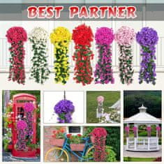 Netscroll 1+1 umetne cvetlične viseče rože, umetno viseče cvetje z naravnim izgledom za zunanjo ali notranjo uporabo, za teraso, vrt, balkon, poroke, zabave, hodnik, 80cm, rdeče barve, 2 kosa, HangingFlowers