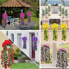 Netscroll 1+1 umetne cvetlične viseče rože, umetno viseče cvetje z naravnim izgledom za zunanjo ali notranjo uporabo, za teraso, vrt, balkon, poroke, zabave, hodnik, 80cm, rumene barve, 2 kosa, HangingFlowers