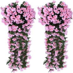 Netscroll 1+1 umetne cvetlične viseče rože, umetno viseče dvetje z naravnim izgledom za zunanjo ali notranjo uporabo, za teraso, vrt, balkon, poroke, zabave, hodnik, 80cm, roza barve, 2 kosa, HangingFlowers