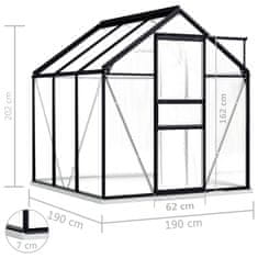 Vidaxl Rastlinjak z okvirjem antraciten aluminij 3,61 m²