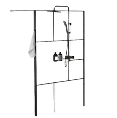 Armal Tuš fiksna stena WALK IN ČRNE LINIJE 120X200 črni mat profil, prozorno steklo, prečni nosilec 