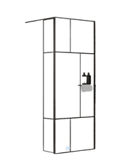 Armal Tuš fiksna stena WALK IN ČRNE LINIJE 90+30X200 črni profil, prozorno steklo, prečni nosilec