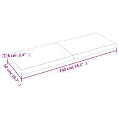 Vidaxl Mizna plošča te. rjava 140x50x(2-6)cm obdelana trdna hrastovina