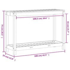 Vidaxl Miza za sajenje s polico bela 108x35x75 cm trdna borovina