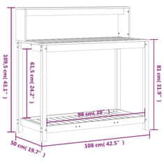 Vidaxl Miza za sajenje s policami 108x50x109,5 cm impreg. borovina