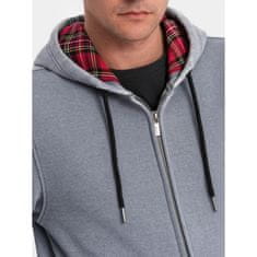OMBRE Pralen moški pulover brez kapuce V3 OM-SSDS-0110 svetlo modra MDN124156 XL