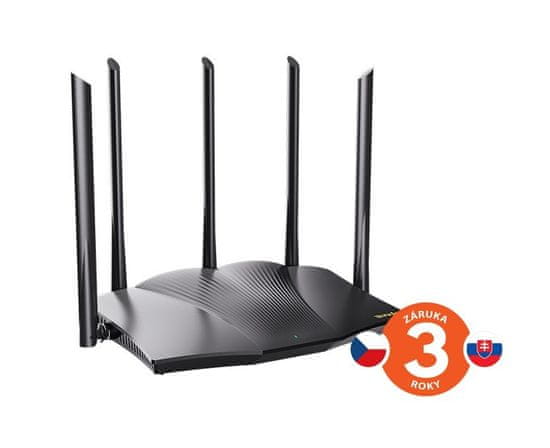 Tenda TX12 Pro AX3000 WiFi6 Router, 1x GWAN, 3x GLAN, IPv6, 5x 6dBi, WPA3, Mesh, CZ app