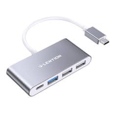 NEW Lention 4v1 vozlišče USB-C na USB 3.0 + 2x USB 2.0 + USB-C (sivo)