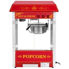 Royal Catering Profesionalni zmogljivi stroj za popcorn mobilni na vozičku 230V 1,5kW rdeč