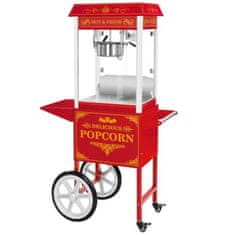 Royal Catering Profesionalni zmogljivi stroj za popcorn mobilni na vozičku 230V 1,5kW rdeč