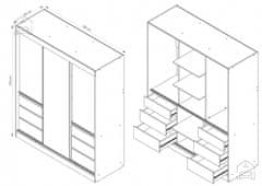 Trianova Garderobna omara z drsnimi vrati Haiti - 180 cm - Bela