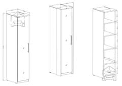 Trianova Garderobna omara Optima ozka z ogledalom - 249AKL57